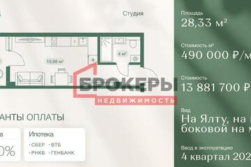 Апартаменты, 28,3 м², 2/6 эт.