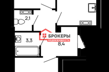 2-к квартира, 62,8 м², 1/9 эт.