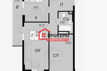 2-к квартира, 62 м², 10/10 эт.